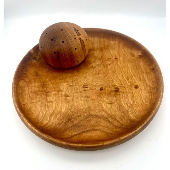 Vintage House of Myrtlewood Appetizer Cheese Serving Tray Toothpick Holder 8"D - Picture 2 of 8